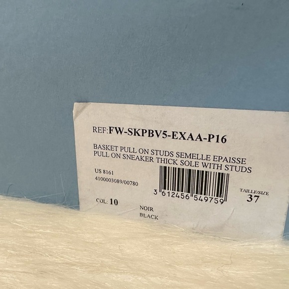 Authentic LANVIN BLACK CALF LEATHER SLIP ON SNEAKER WITH STUDS SIZE 7 - Picture 3 of 10